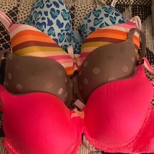 Victoria's Secret Pink and Gray Polka Dot Bra SET OF 4!